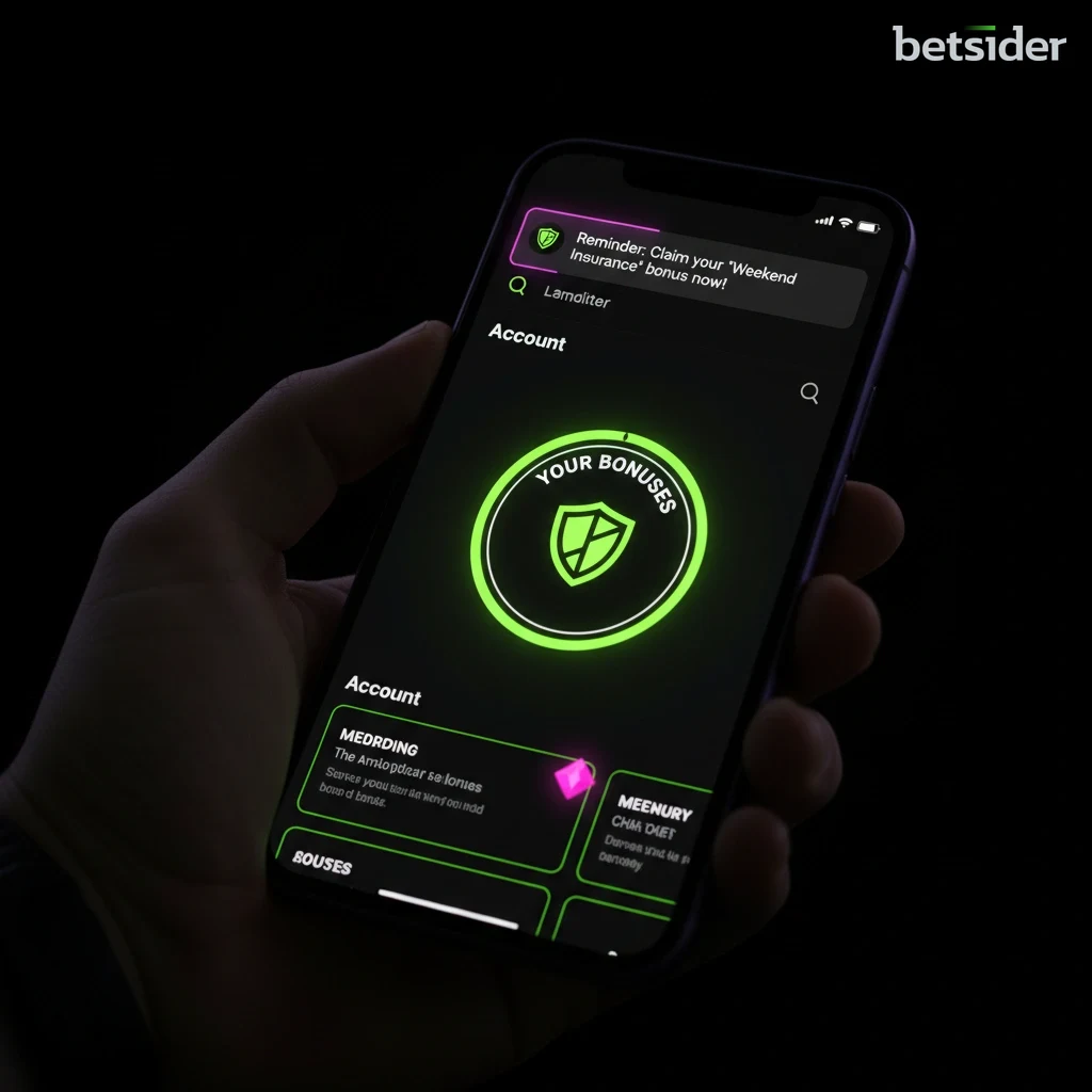 Schermata dell'app Betsider che mostra le notifiche push per i bonus settimanali
