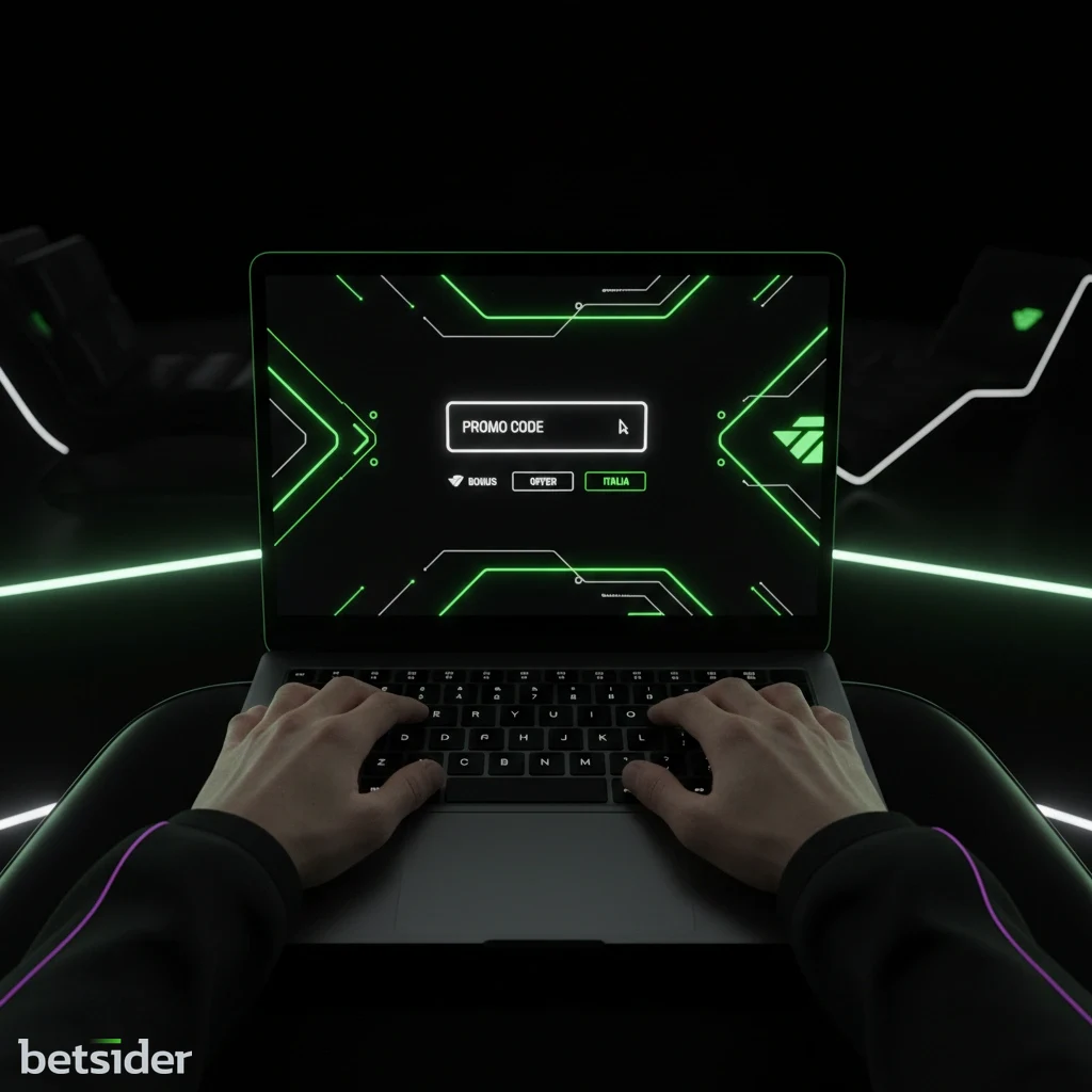 Primo piano di una persona che inserisce un codice bonus sul sito di Betsider
