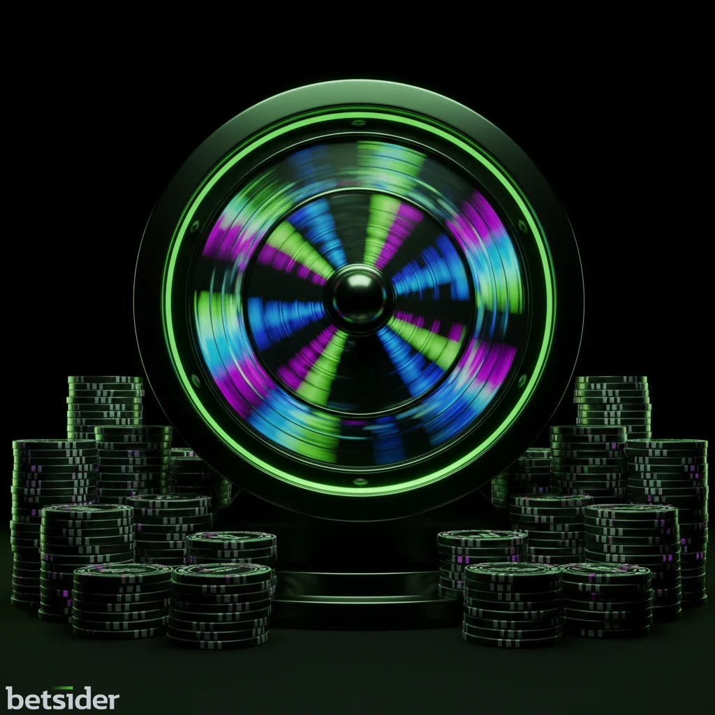 Fiches da casinò colorate e una pallina da roulette su un tavolo da gioco