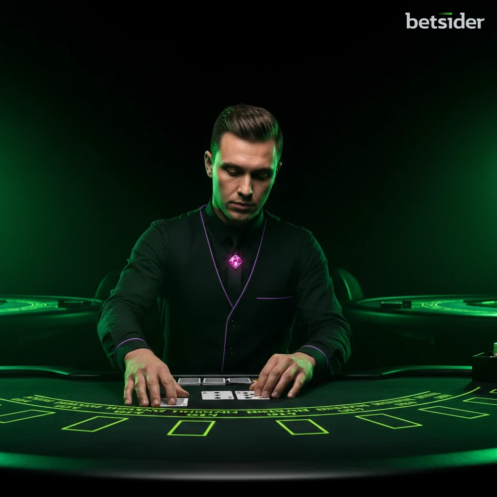 Una schermata del gioco di Blackjack live su Betsider con il dealer e le carte.