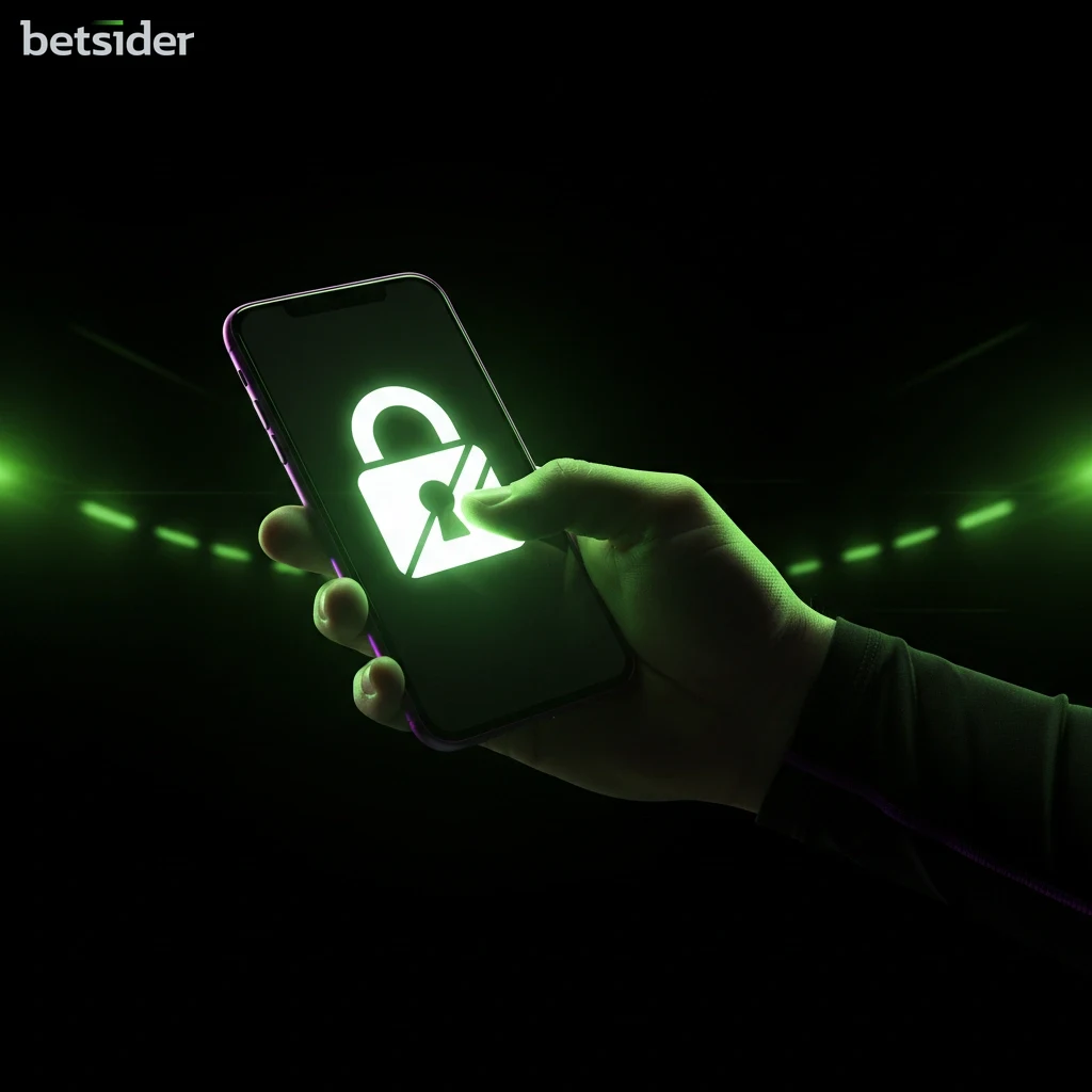 Smartphone con lucchetto luminoso che rappresenta la sicurezza dei pagamenti su Betsider