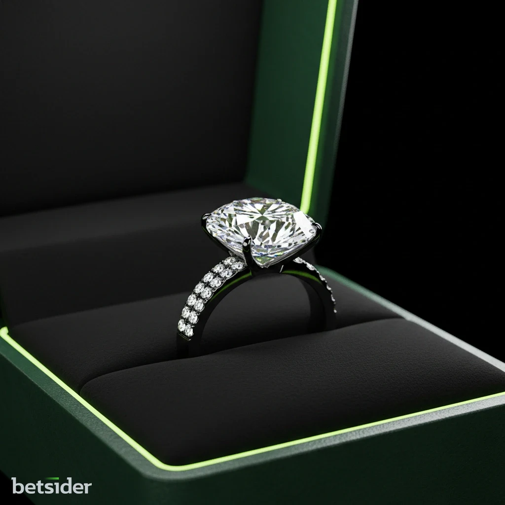 Anello con diamante in un cofanetto, simbolo del livello VIP Elite di un casinò online.