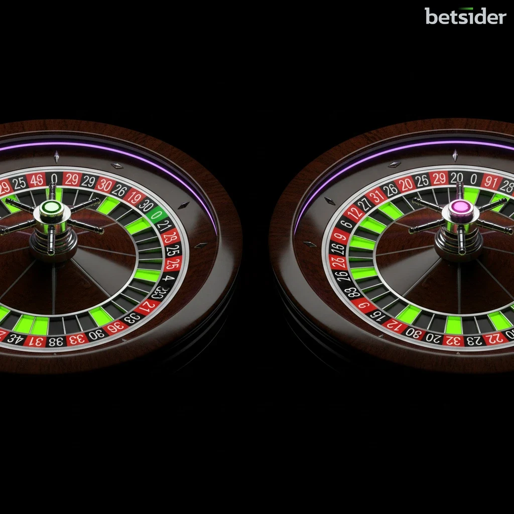 Confronto tra una ruota della roulette europea a singolo zero e una ruota della roulette americana a doppio zero.